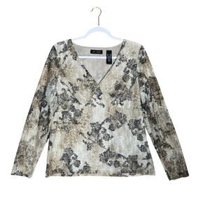 Y2K Axcess Floral Lace Top Artsy Romantic Goth Fairy Grunge Long Sleeve Top XL